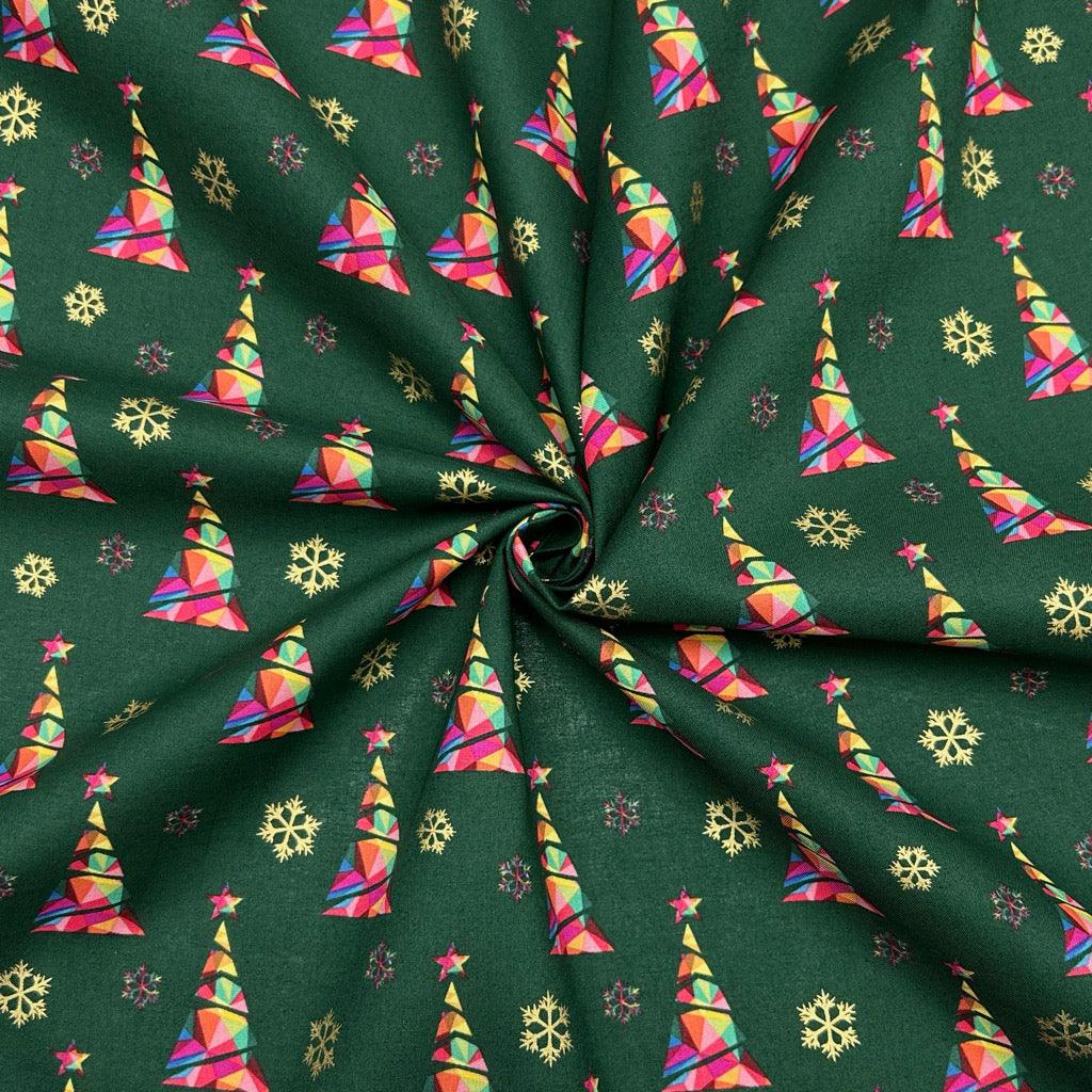 Rainbow Christmas Trees Cotton Fabric - Pound Fabrics