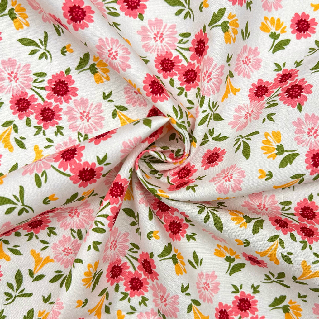 Garden Charm Rose & Hubble Cotton Poplin Fabric