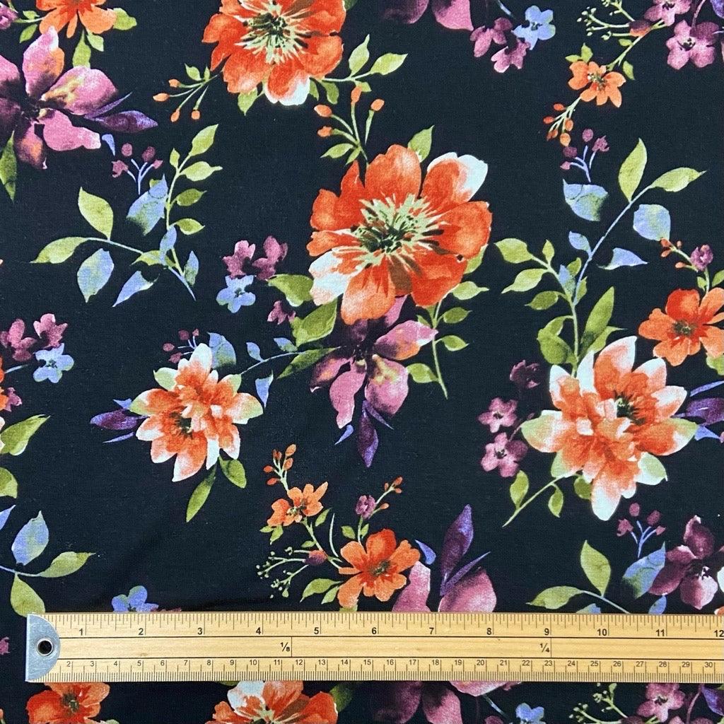 Large Bright Flowers Viscose Jersey Fabric - Pound Fabrics