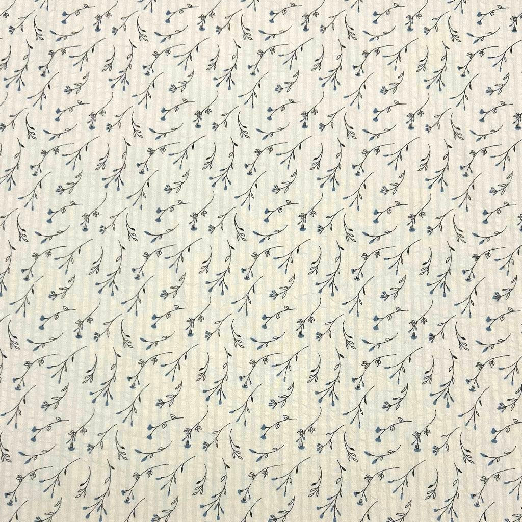 Falling Blossoms Cotton Seersucker Fabric