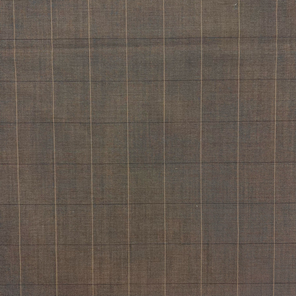 Brown Check Wool Suiting Fabric