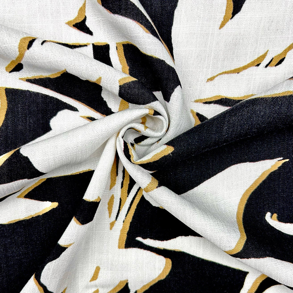 Leaf Shadow Stretch Linen Mix Fabric