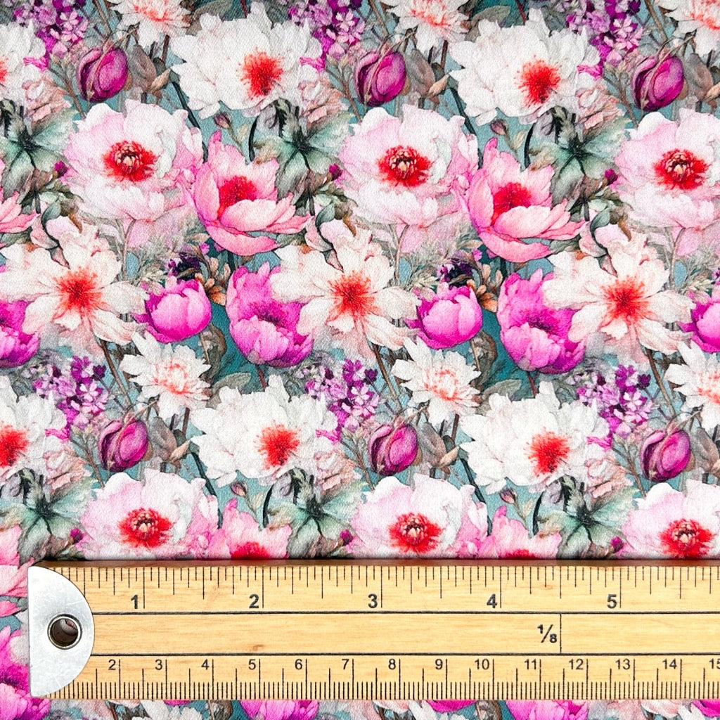 Blushing Blooms Cotton Sateen Fabric