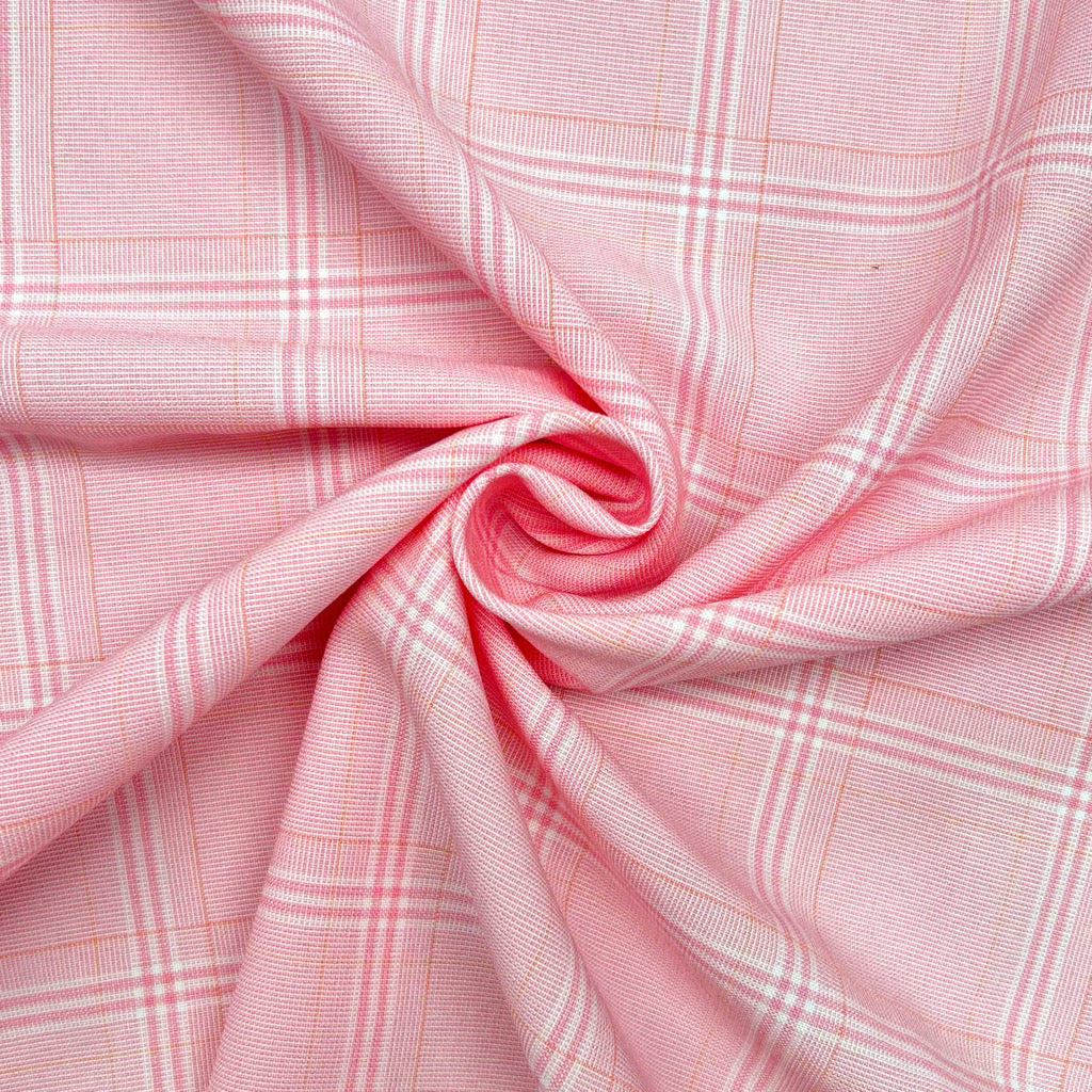Soft Pink Checkered Suiting Fabric