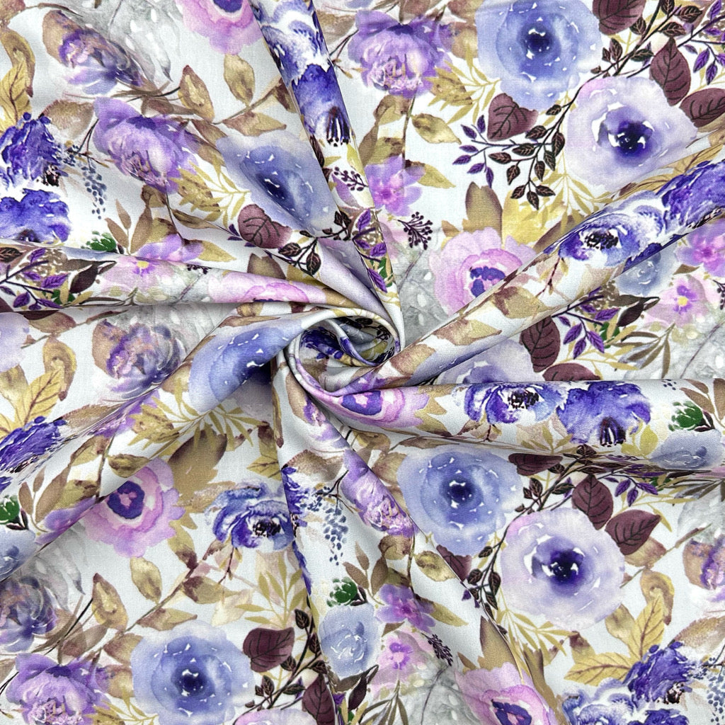 Cottage Bloom Rose & Hubble Cotton Poplin Fabric