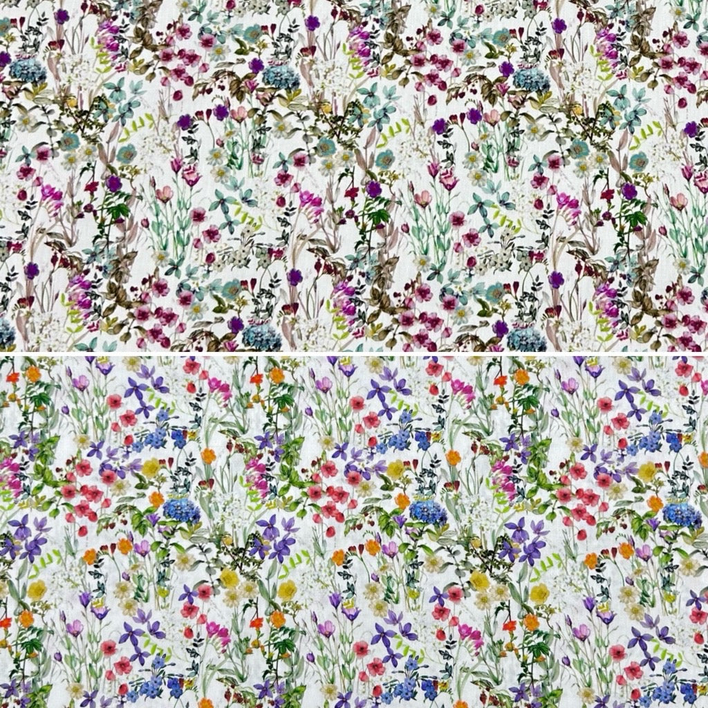 Wild Floral Rose &amp; Hubble Cotton Poplin Fabric - Pound Fabrics