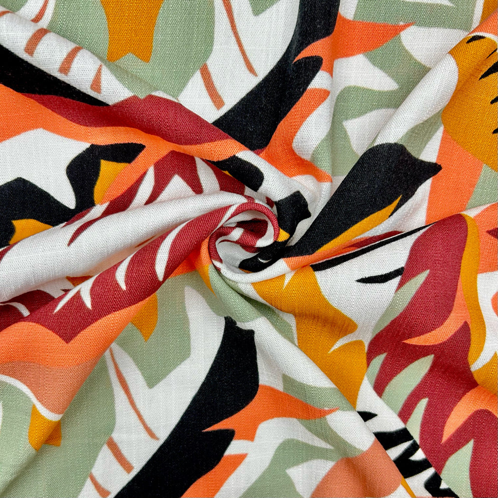 Tropical Fusion Stretch Linen Mix Fabric