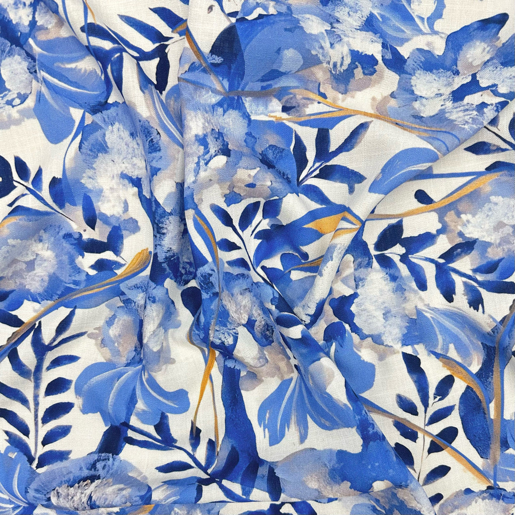 Chic Florals Linen Look Viscose Fabric