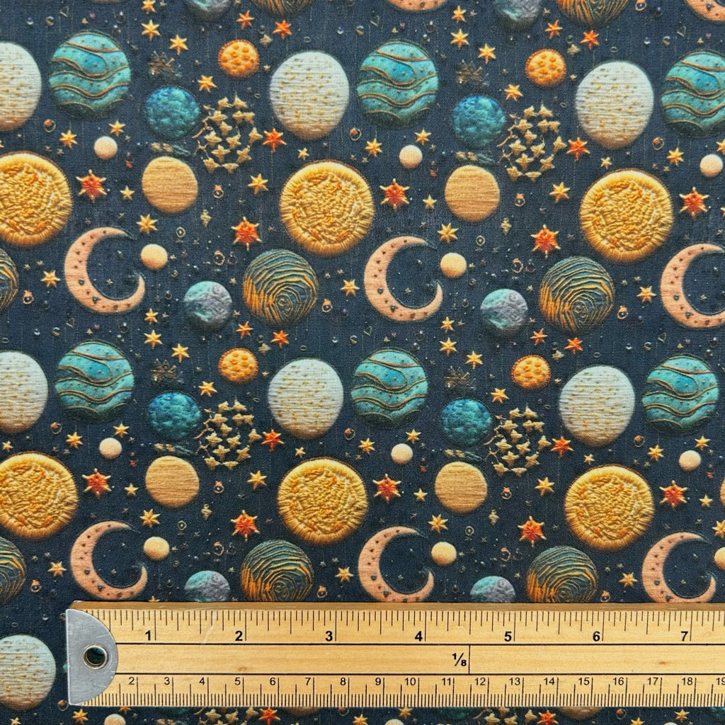 Moon and Planets Polycotton Fabric