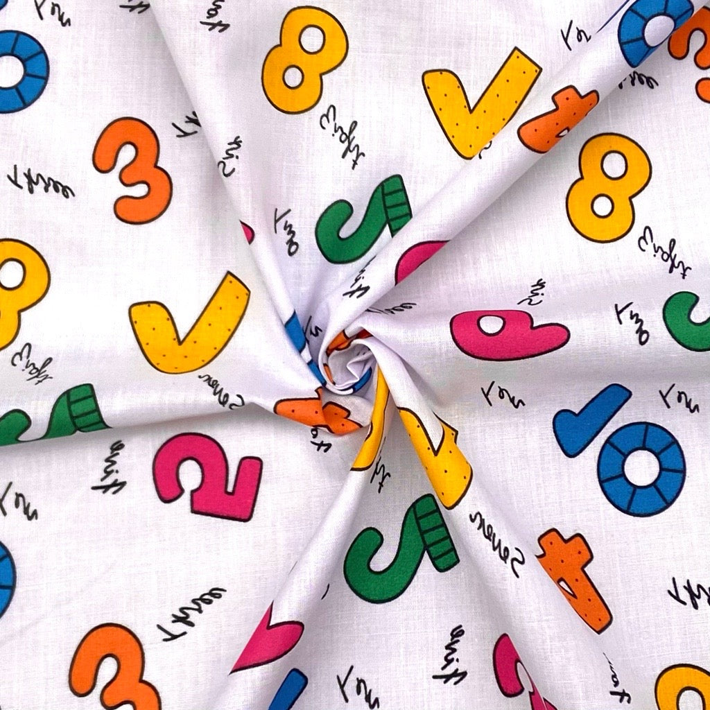 Number Blocks Polycotton Fabric - Pound Fabrics