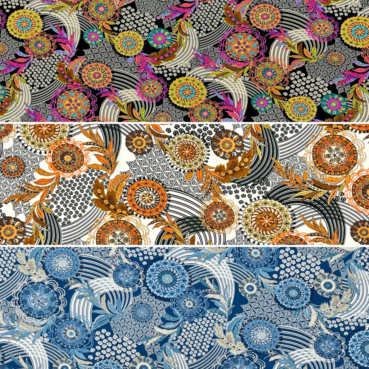 Boho Floral Viscose Jersey Fabric