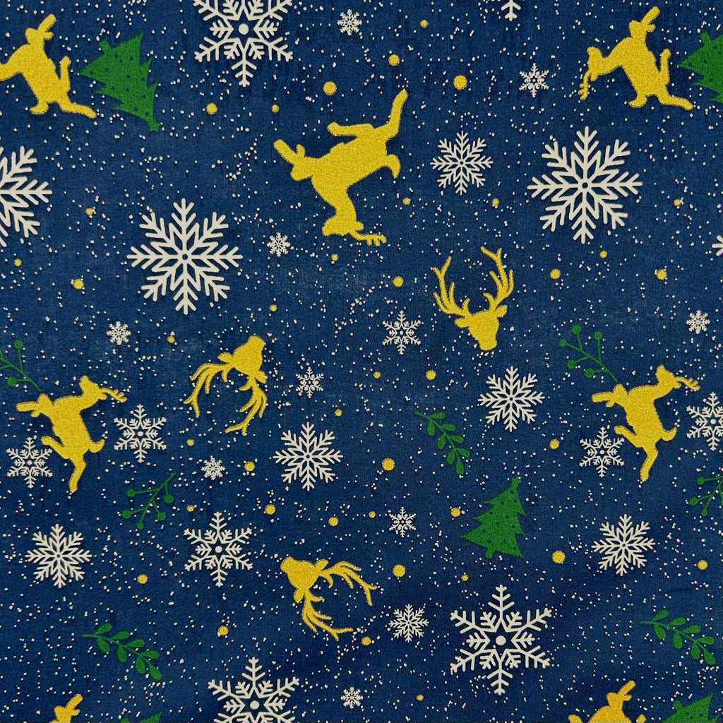 Festive Reindeer Christmas Cotton Fabric