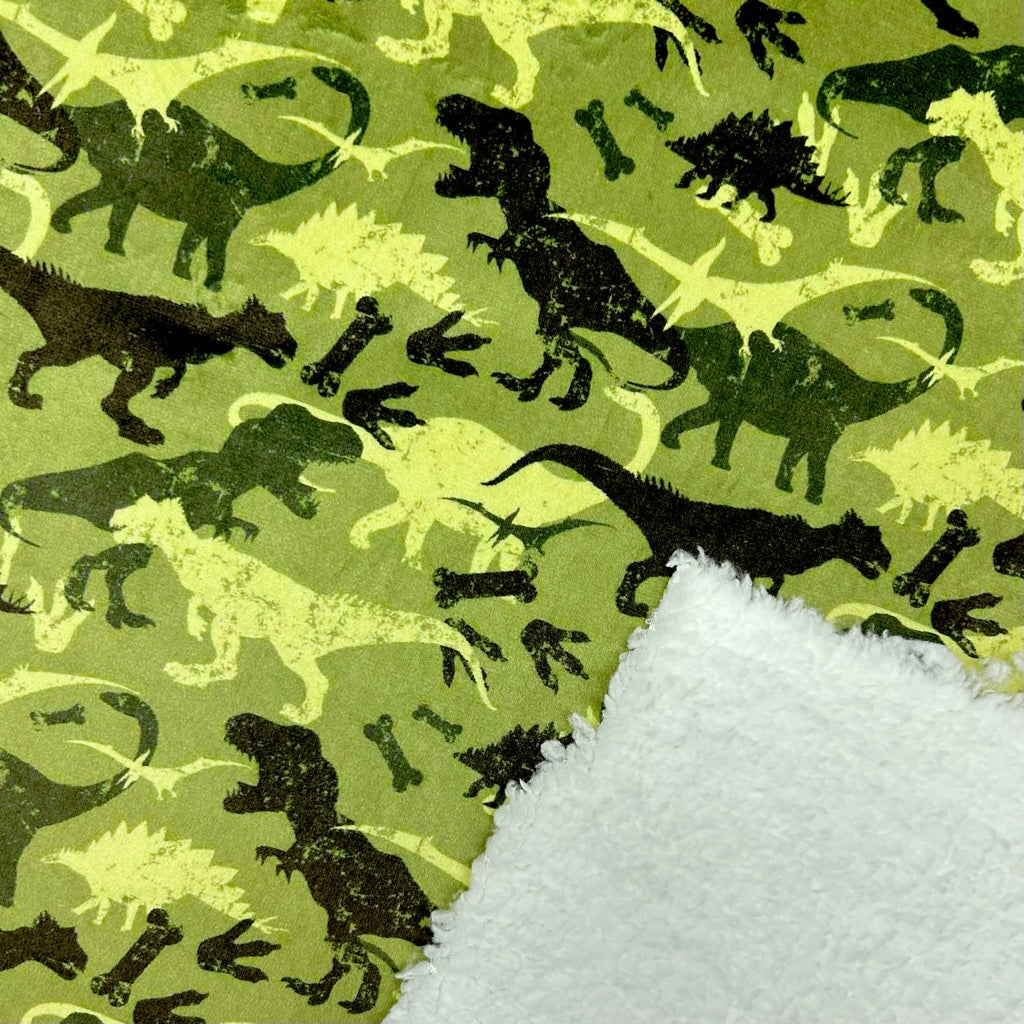 Dino Adventure Sherpa Fur Backed Fleece Fabric