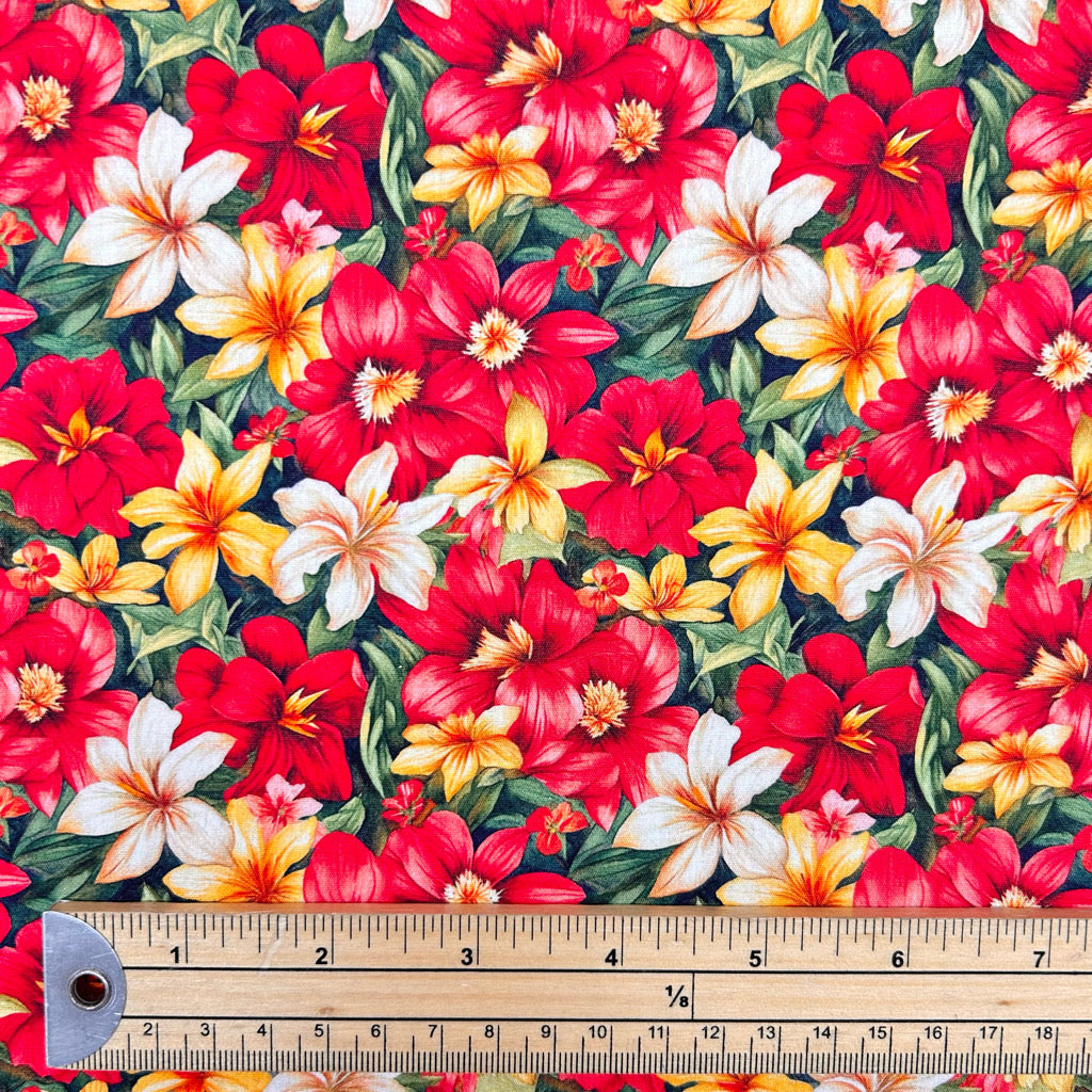 Paradise Bouquet Rose & Hubble Cotton Poplin Fabric