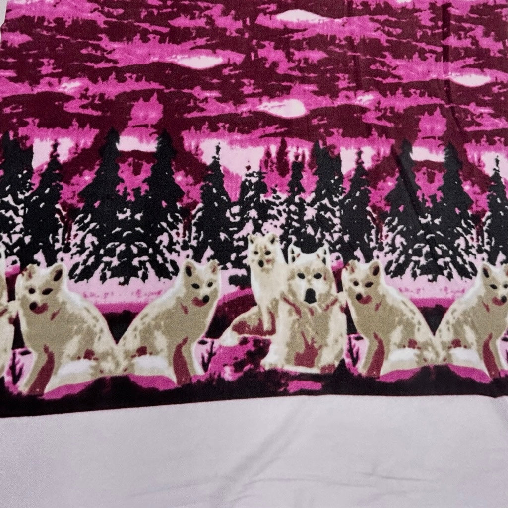 Foxes on Pink Anti Pill Polar Fleece Fabric