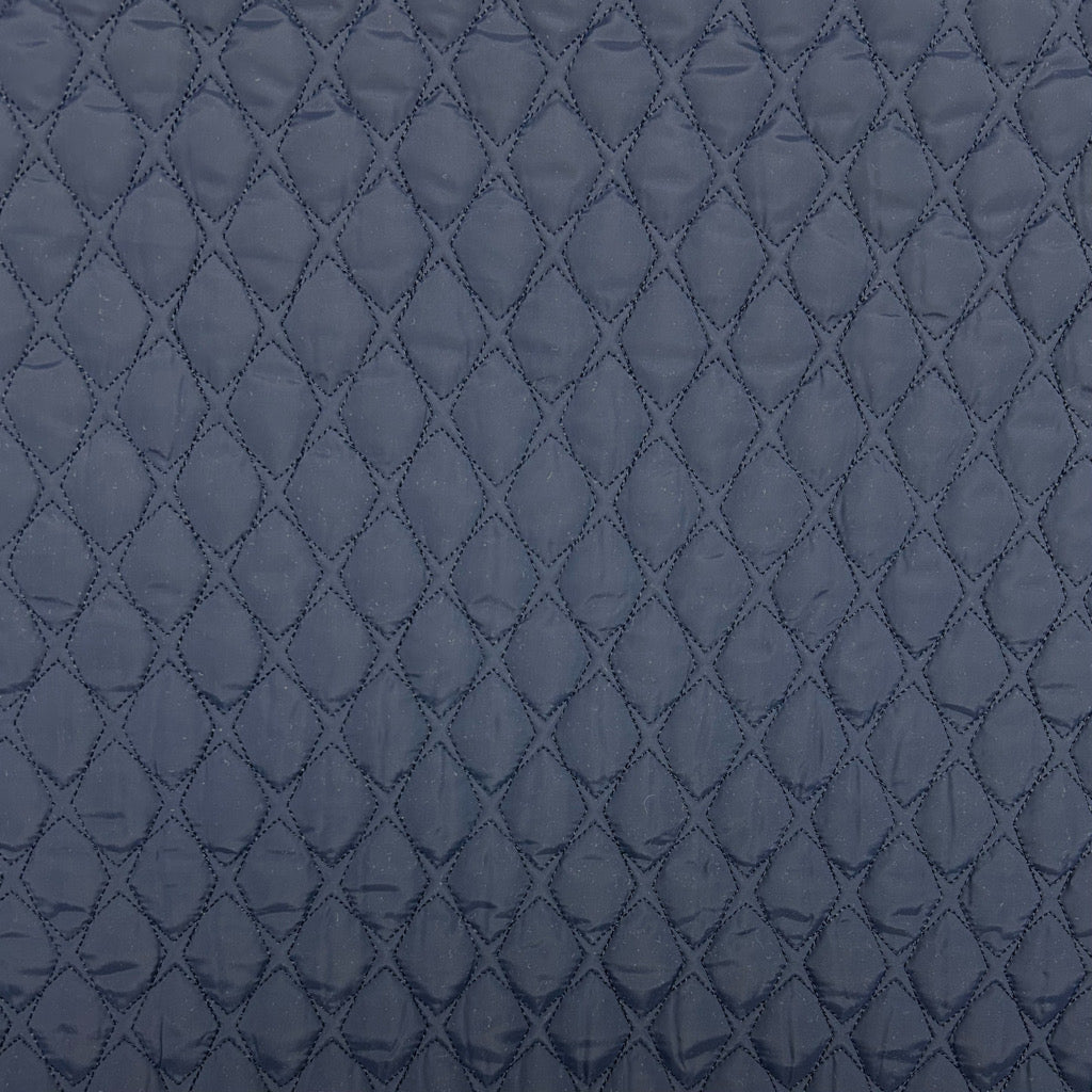 Navy Diamonds Quilted Polyester Fabric