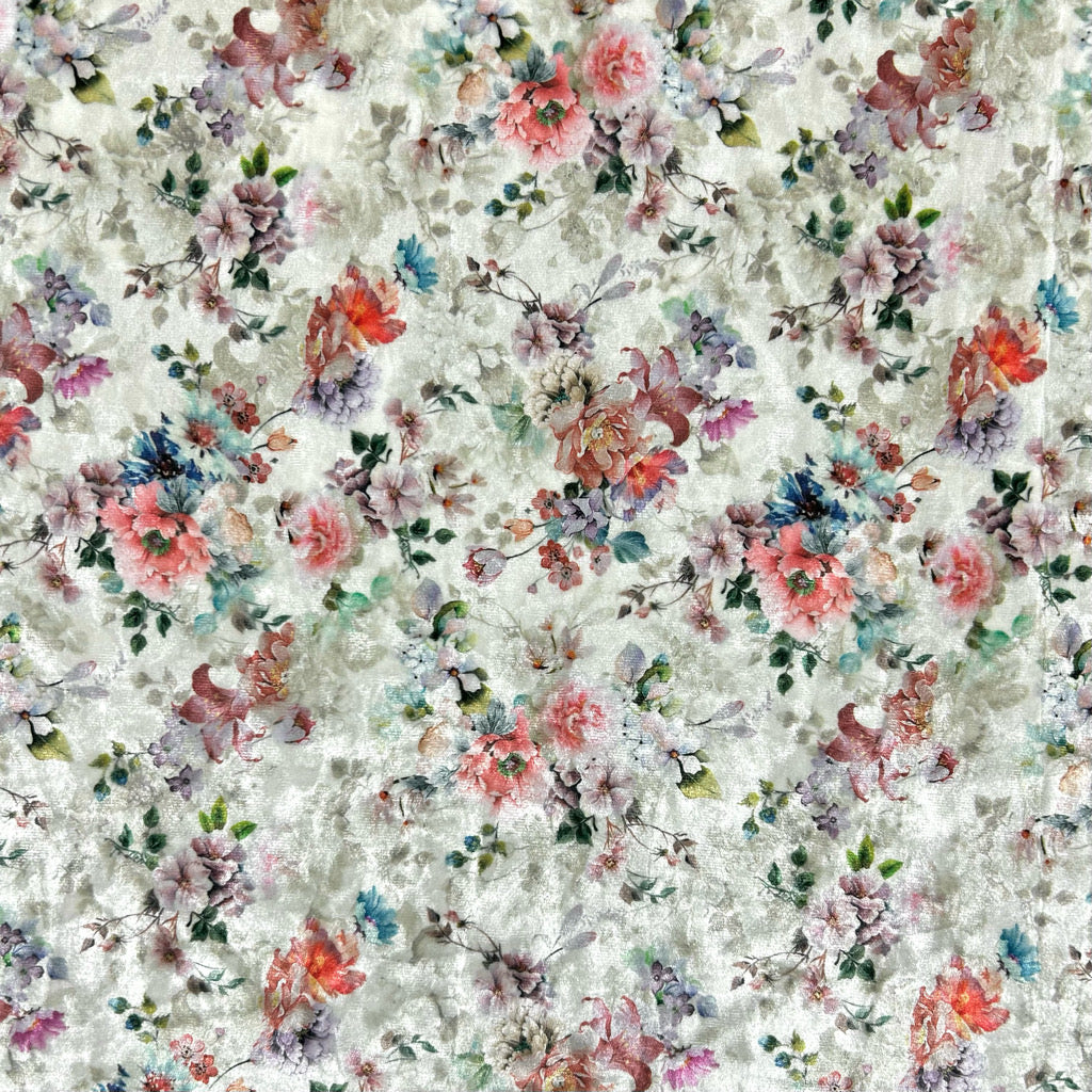 Antique Blossom Stretch Velvet Fabric