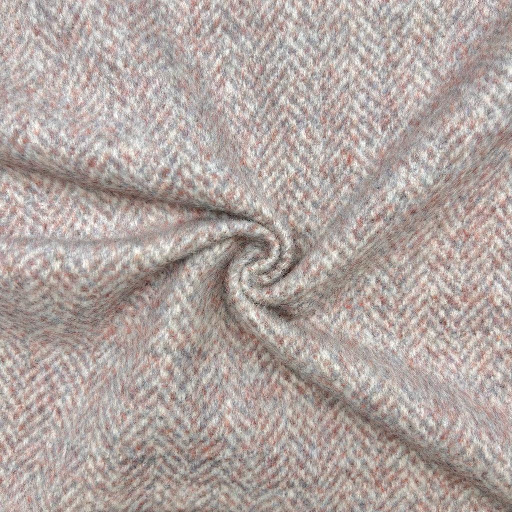 Pink Herringbone Brushed Wool Blend Fabric - Pound Fabrics