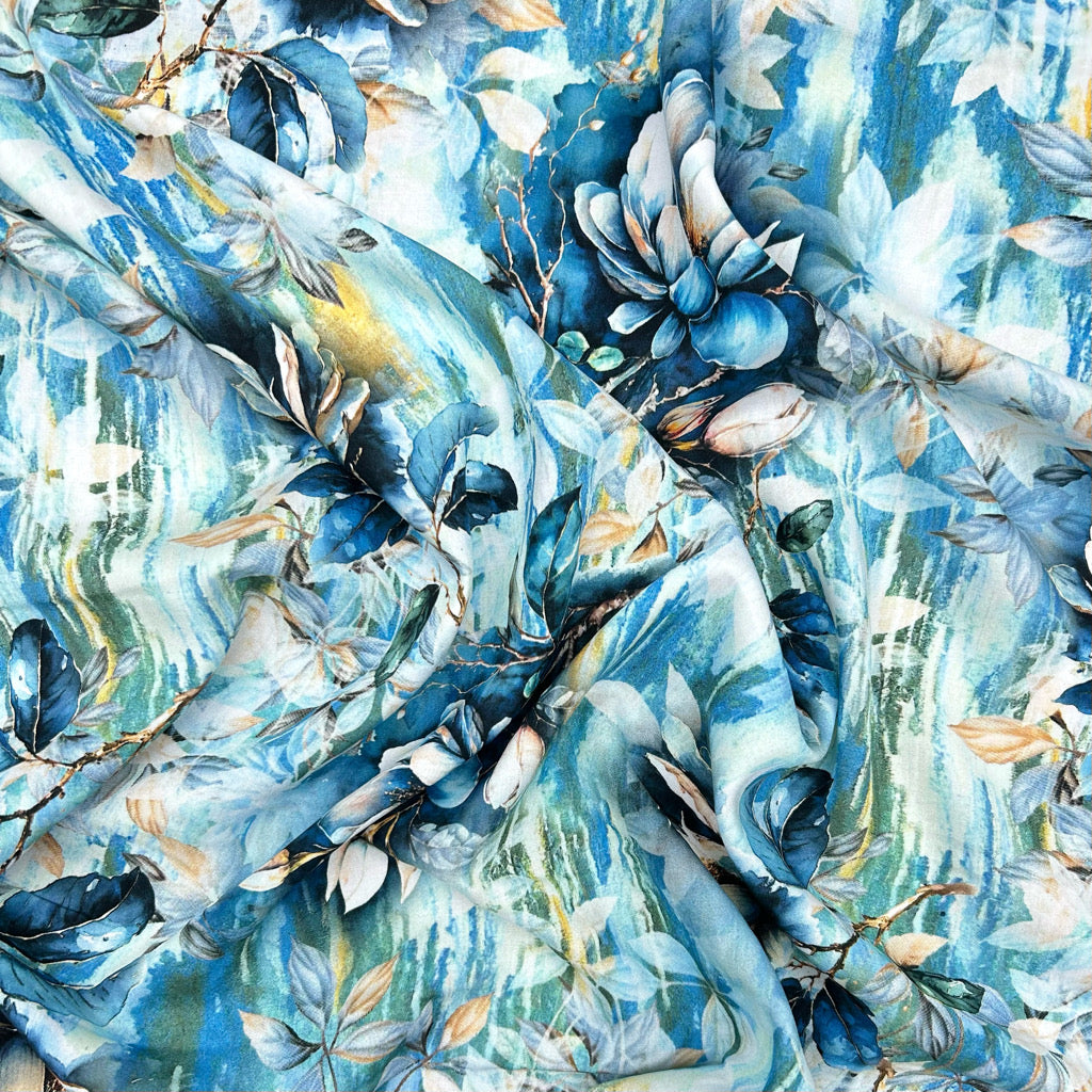 Layered Blossom Viscose Poplin Fabric