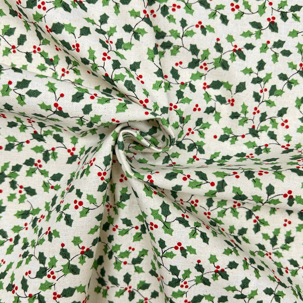 Holly Vine Christmas Cotton Fabric