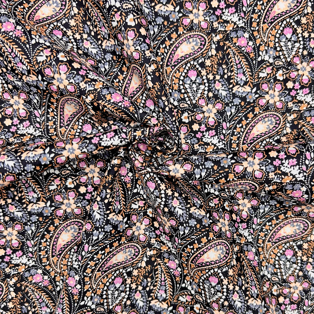 Classic Paisley Rose & Hubble Cotton Poplin Fabric