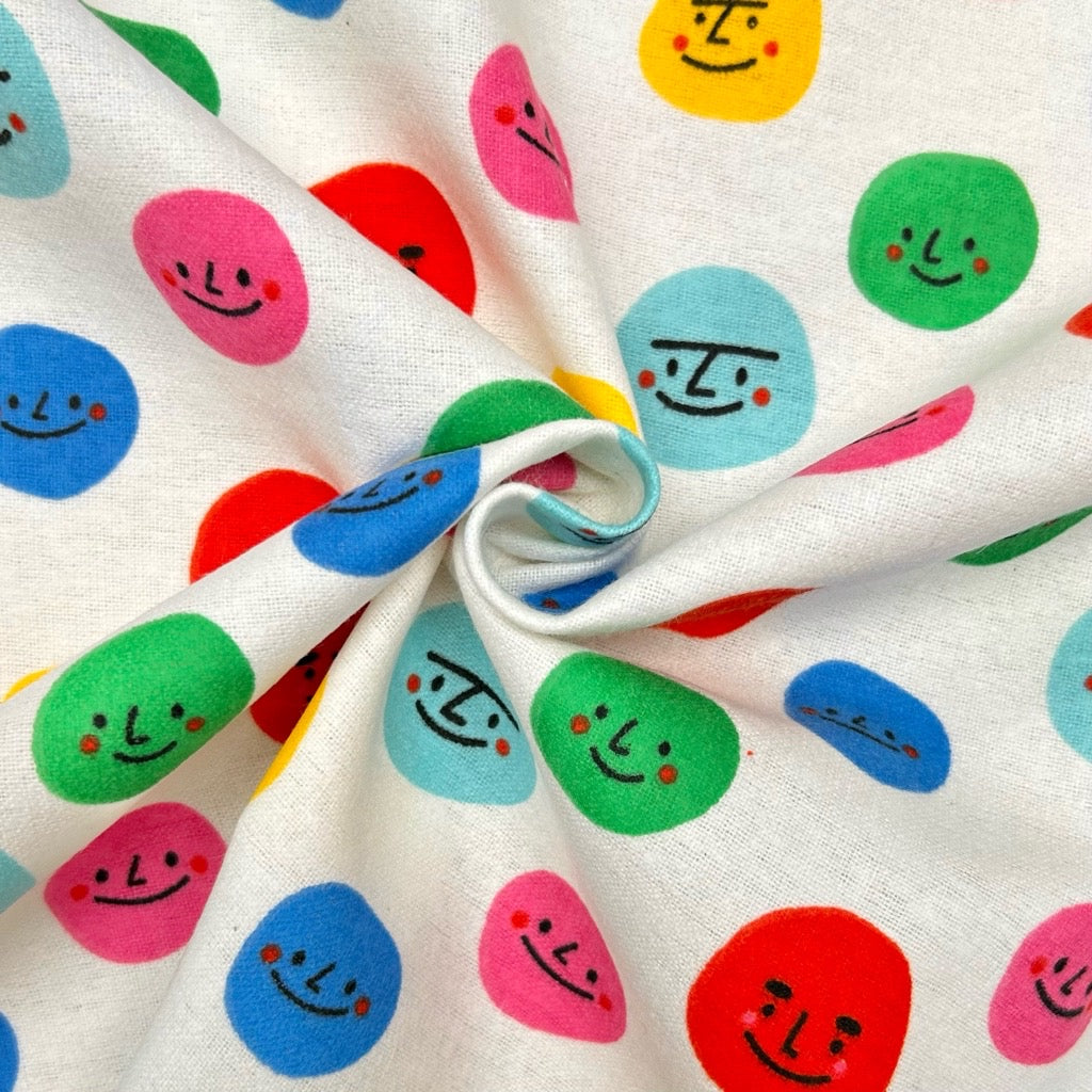 Smiley Faces Brushed Cotton Blend Fabric
