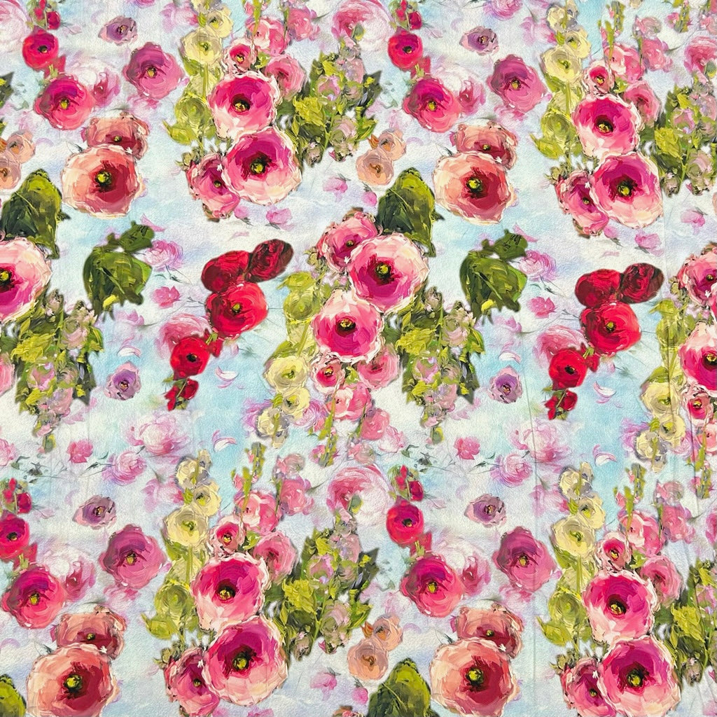 Romantic Garden Viscose Satin Fabric