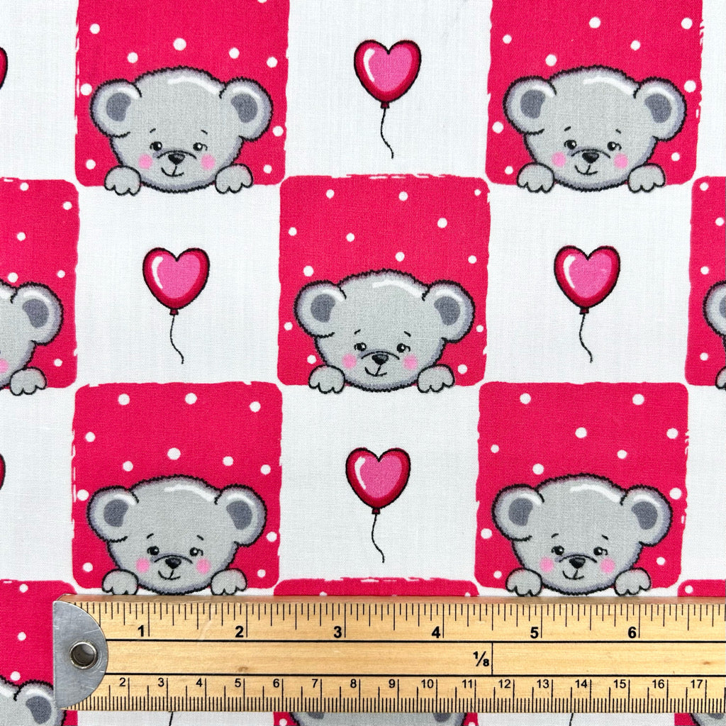Teddy Heart Polycotton Fabric