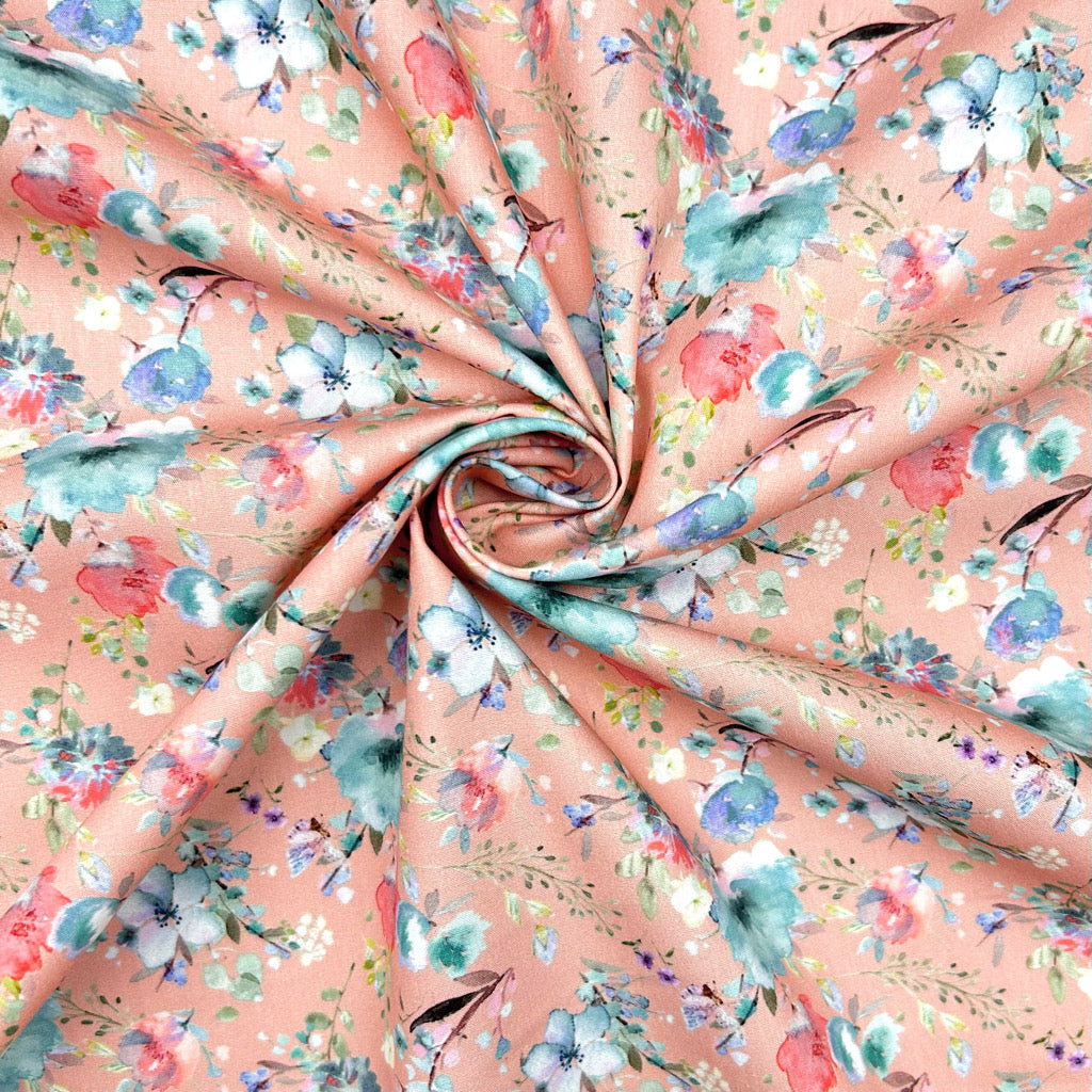 Petal Splash Rose & Hubble Cotton Poplin Fabric