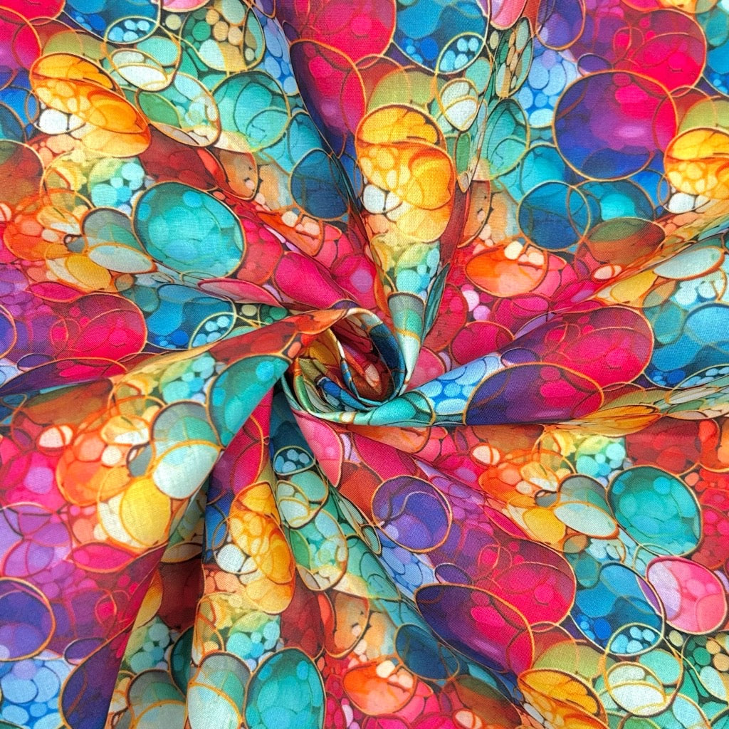 Colourful Bubbles Polycotton Fabric