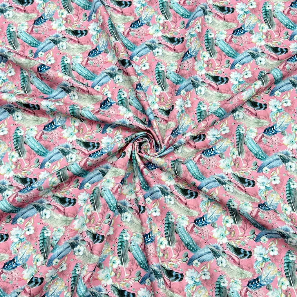 Feathers and Flowers Rose &amp; Hubble Cotton Poplin Fabric - Pound Fabrics