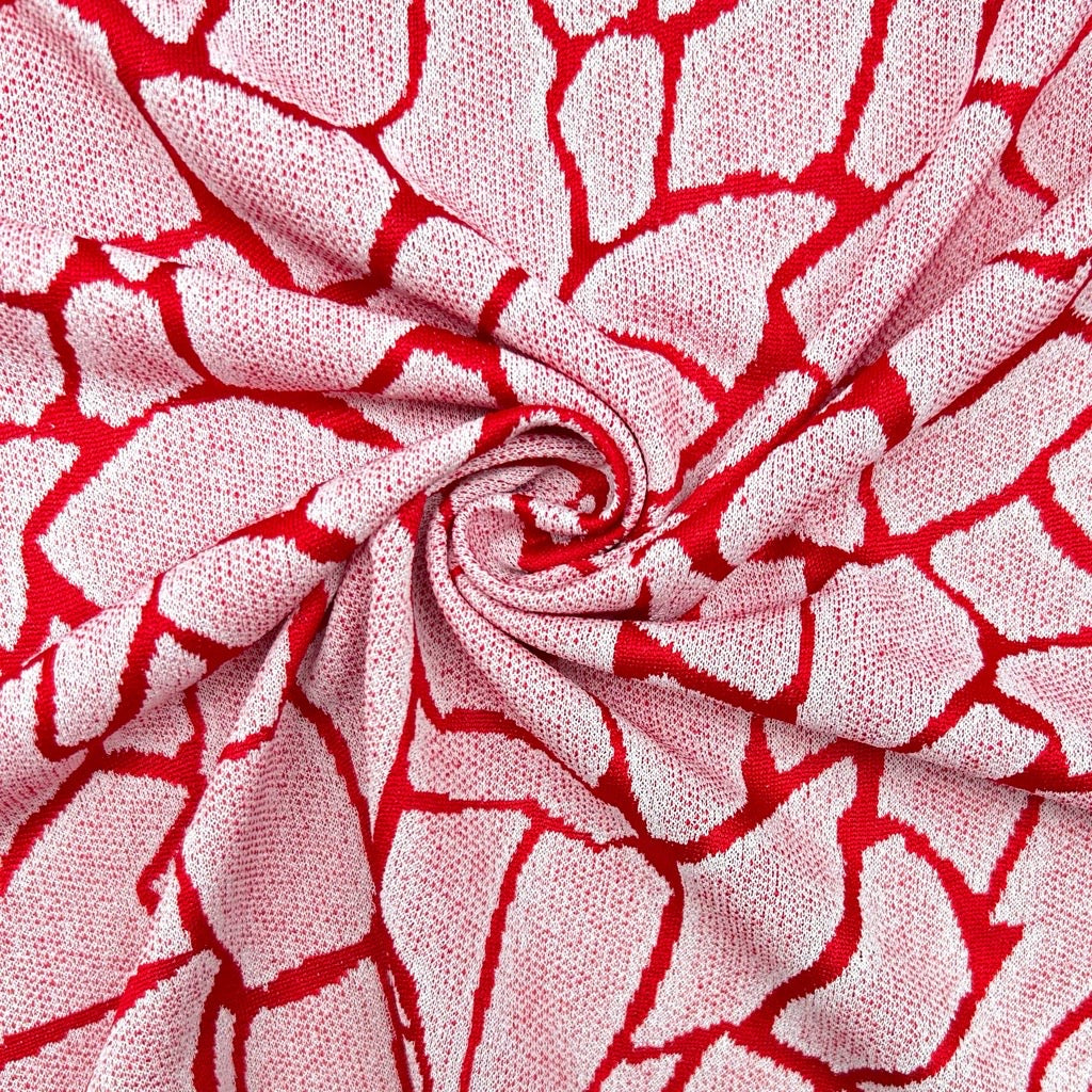 Red Shards Knit Jersey Fabric