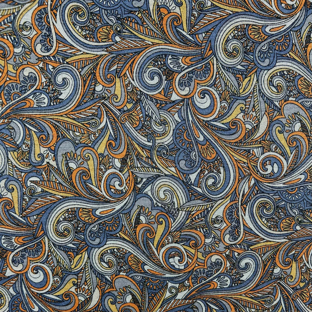 Vintage Paisley Viscose Ponte Roma Fabric