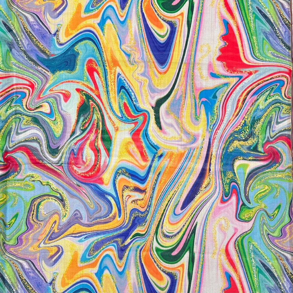 Buy Colourful Marble Faux Silk Fabric for Sewing, Dressmaking & Crafts - Pound Fabrics