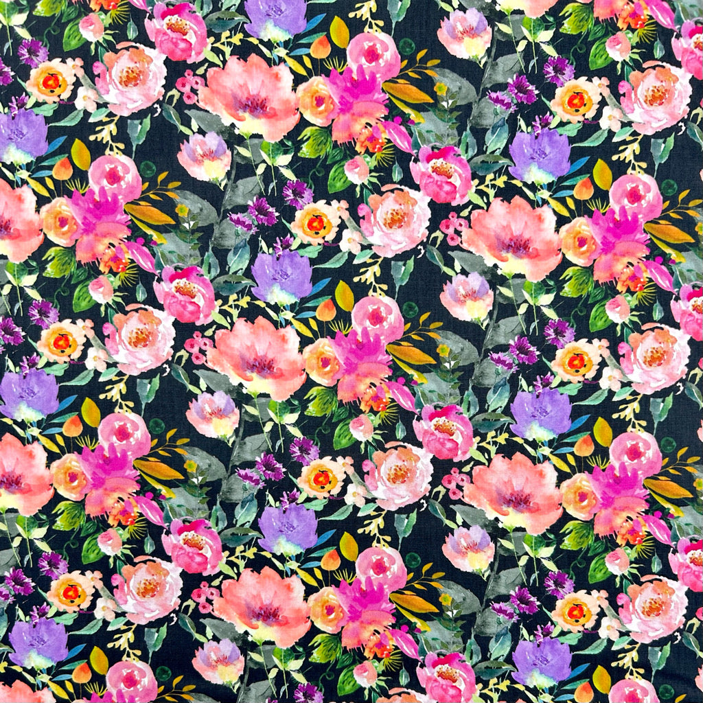 Flower Impression Rose & Hubble Cotton Poplin Fabric