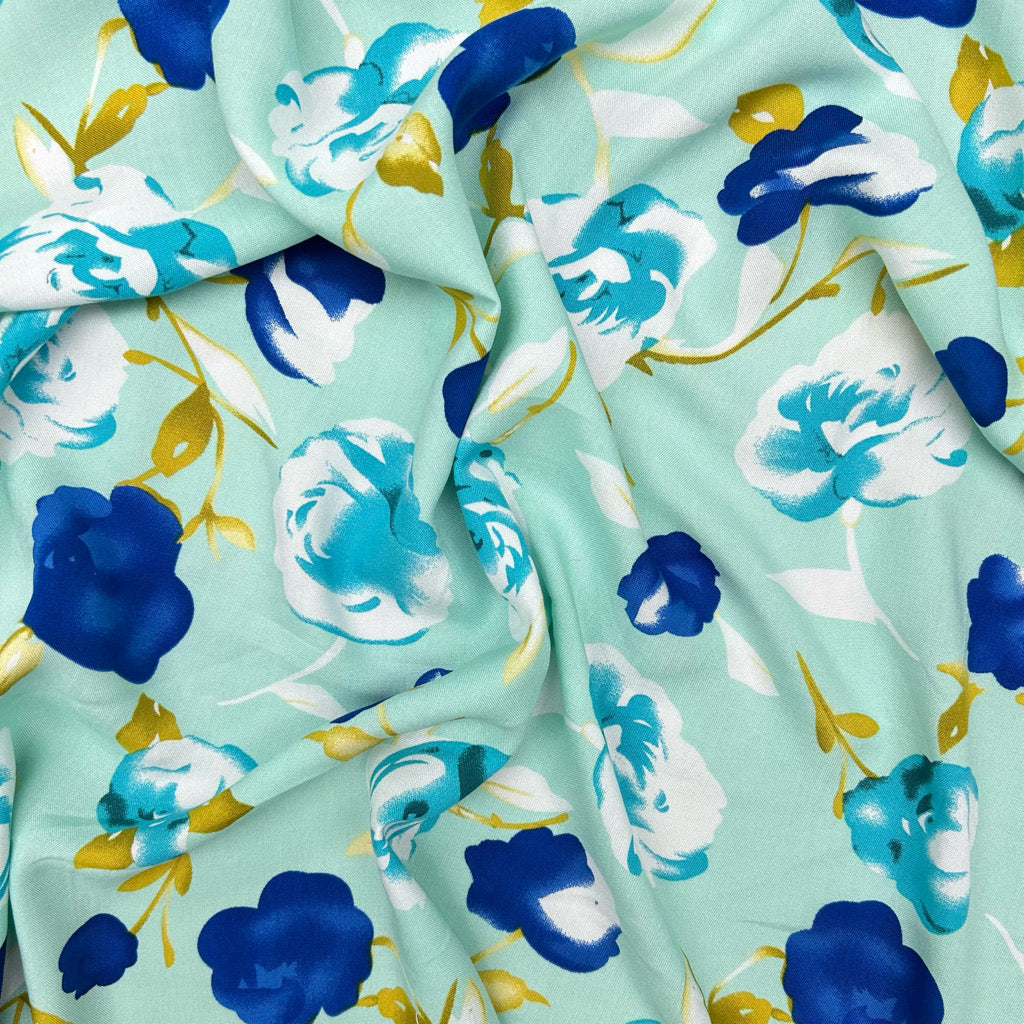 Country Roses Viscose Challis Fabric