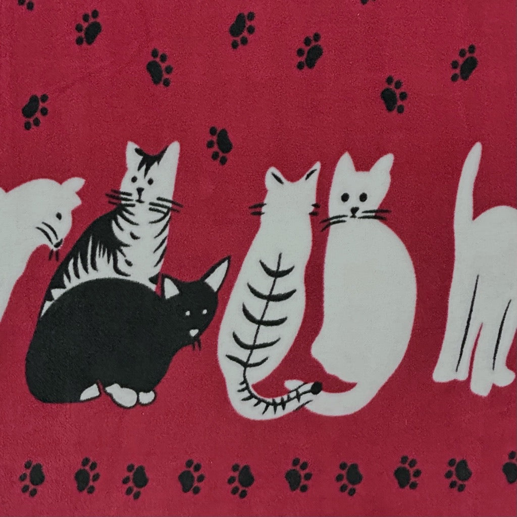 Cats on Red Anti Pill Polar Fleece Fabric