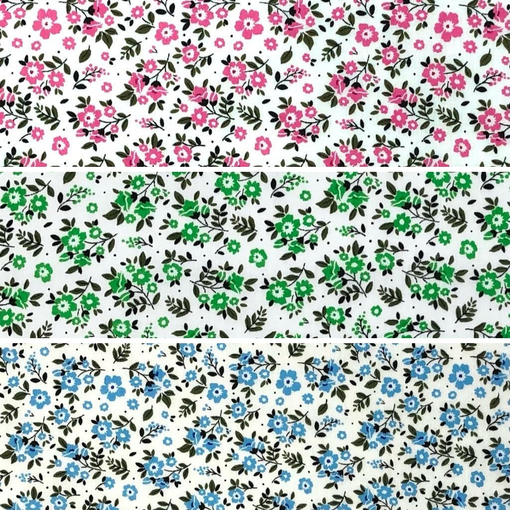 All Over Flowers and Leaves Polycotton Fabric