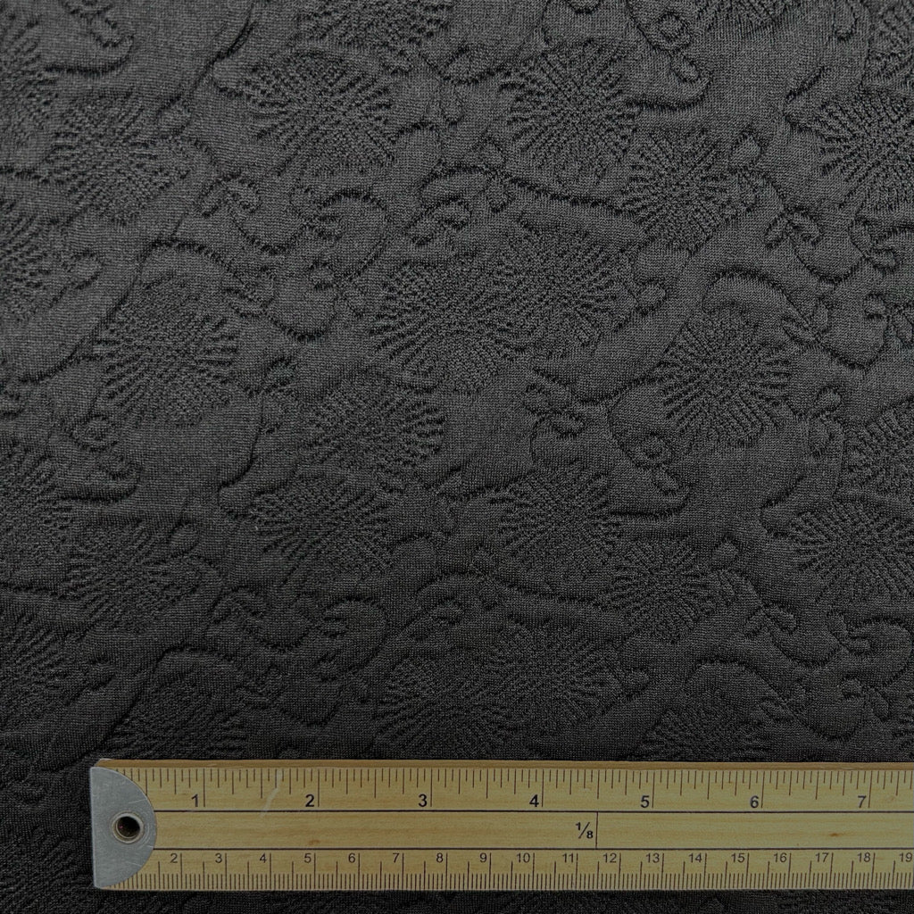 Black Floral Embossed Jersey Fabric