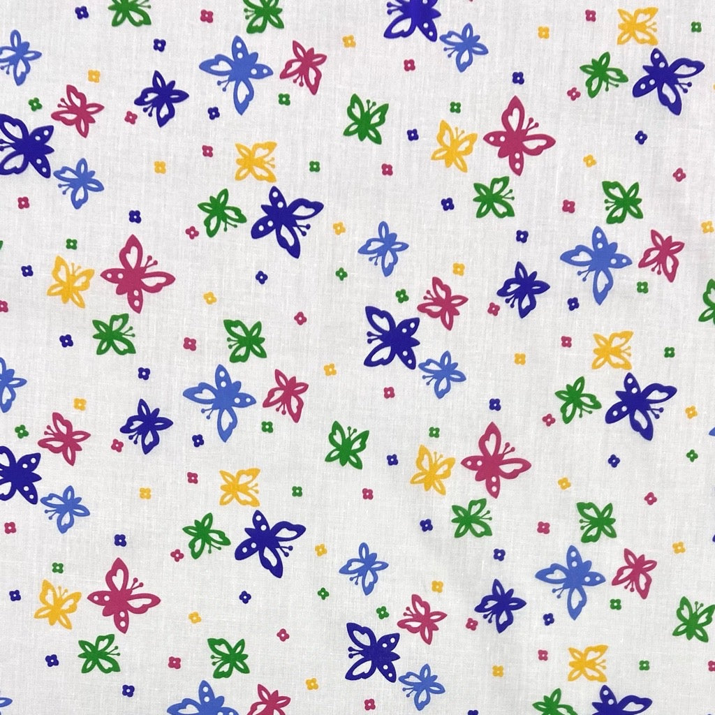 Multicoloured Butterflies Polycotton Fabric