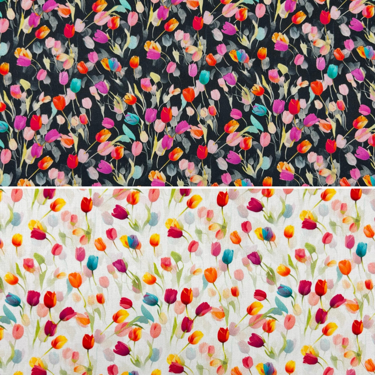 Spring Tulips Cotton Sateen Fabric