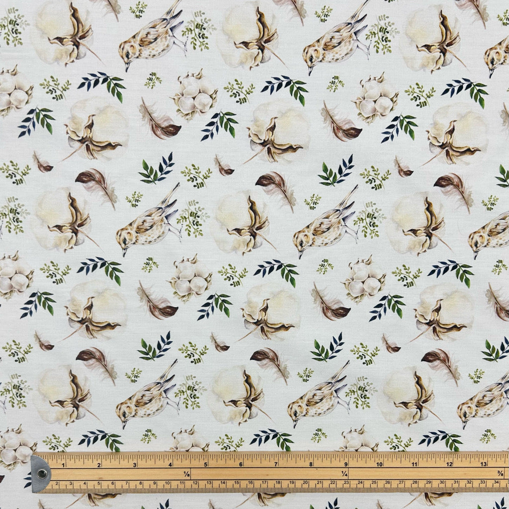 Birdsong Blooms Cotton Poplin Fabric