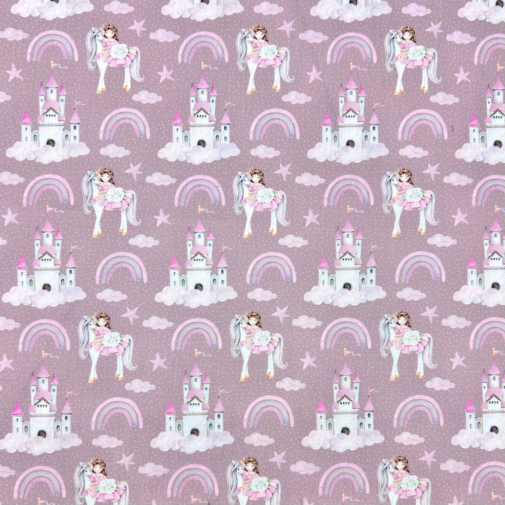 Rainbow Castle Polycotton Fabric