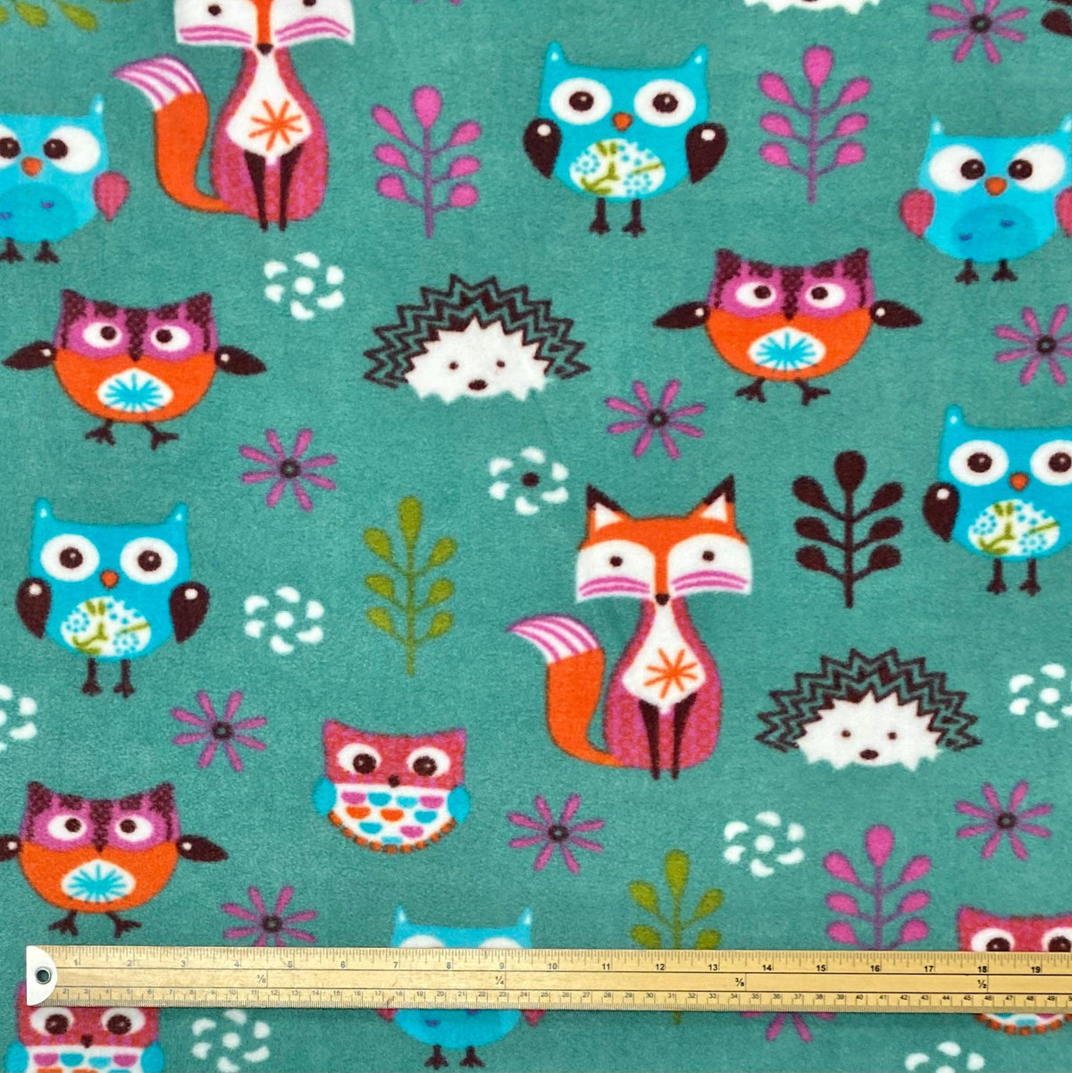 Forest Animals on Sage Anti Pill Polar Fleece Fabric - Pound Fabrics