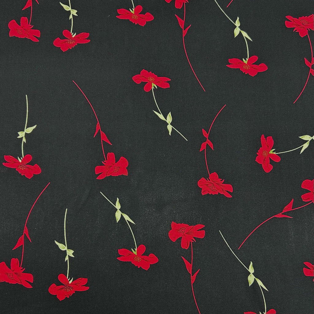 Falling Flowers Viscose Challis Fabric