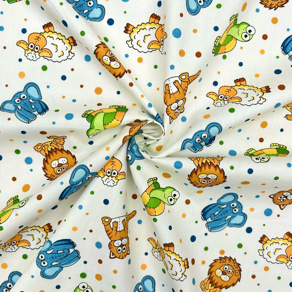 Jungle Friends Rose & Hubble Cotton Poplin Fabric