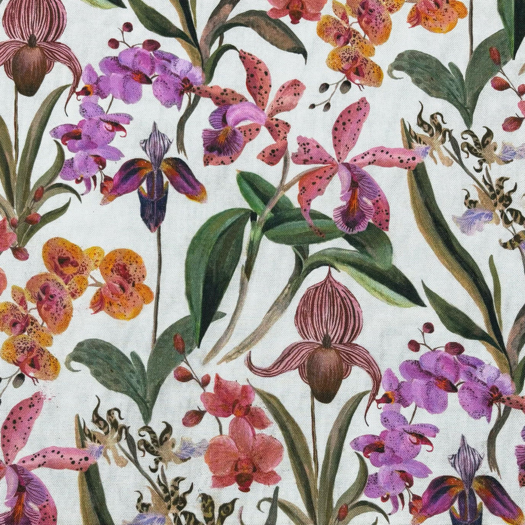 Orchids Cotton Canvas Fabric