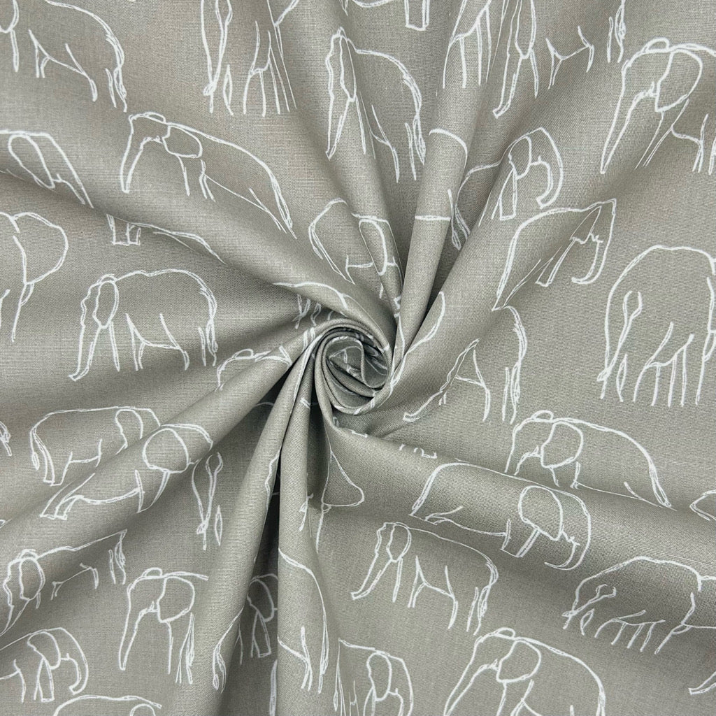 Elephant Art Cotton Poplin Fabric