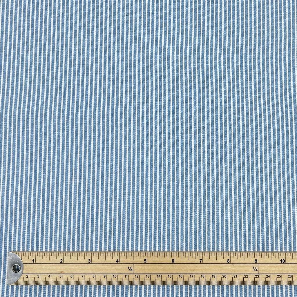 Striped Yarn Dyed Washed Denim Fabric - Pound Fabrics