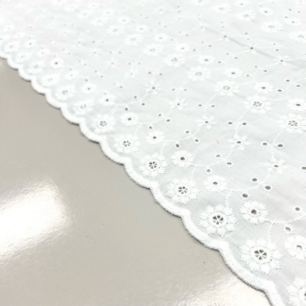 Ethereal Blossom White Embroidered Cotton Fabric #14